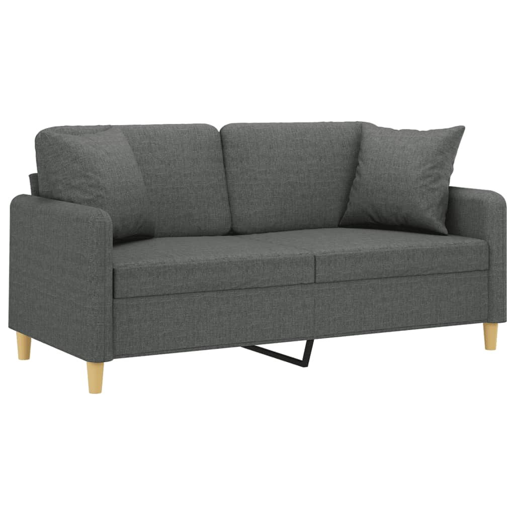 Divano a 2 Posti con Cuscini Grigio Scuro 140 cm in Tessuto | homemem39