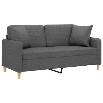 Divano a 2 Posti con Cuscini Grigio Scuro 140 cm in Tessuto | homemem39