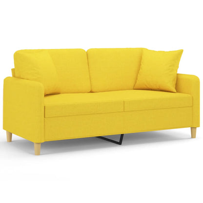 Divano a 2 Posti con Cuscini Giallo Chiaro 140 cm in Tessuto | homemem39