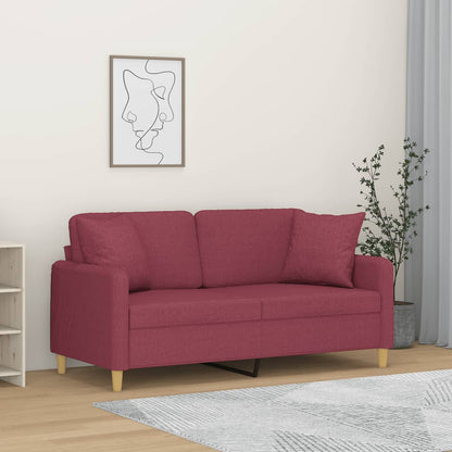 Divano a 2 Posti con Cuscini Rosso Vino 140 cm in Tessuto | homemem39