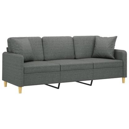 Divano a 3 Posti con Cuscini Grigio Scuro 180 cm in Tessuto | homemem39