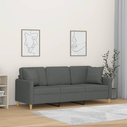 Divano a 3 Posti con Cuscini Grigio Scuro 180 cm in Tessuto | homemem39