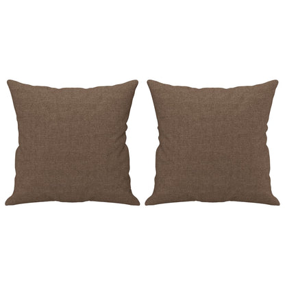 Divano a 3 Posti con Cuscini Marrone 180 cm in Tessuto