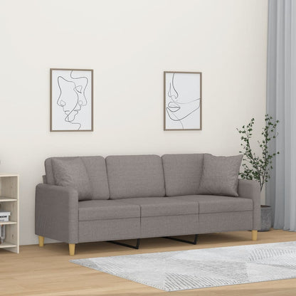 Divano a 3 Posti con Cuscini Tortora 180 cm in Tessuto | homemem39