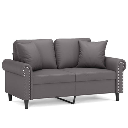 Divano a 2 Posti con Cuscini Grigio 120 cm in Similpelle | homemem39