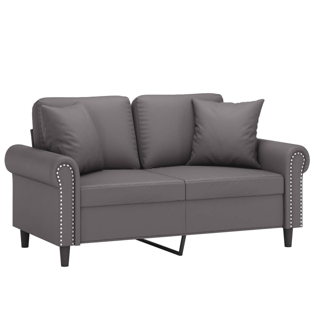 Divano a 2 Posti con Cuscini Grigio 120 cm in Similpelle | homemem39