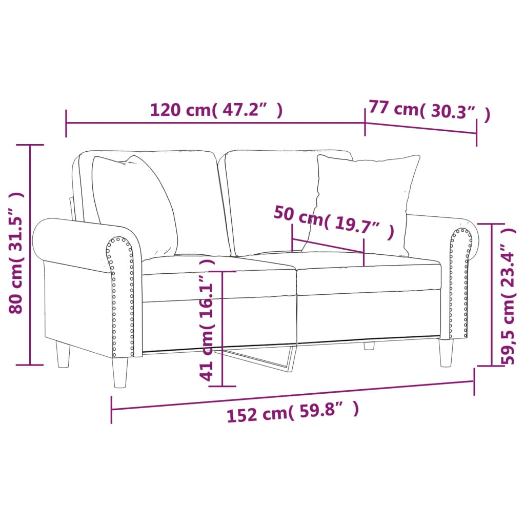 Divano a 2 Posti con Cuscini Rosso Vino 120 cm in Similpelle | homemem39