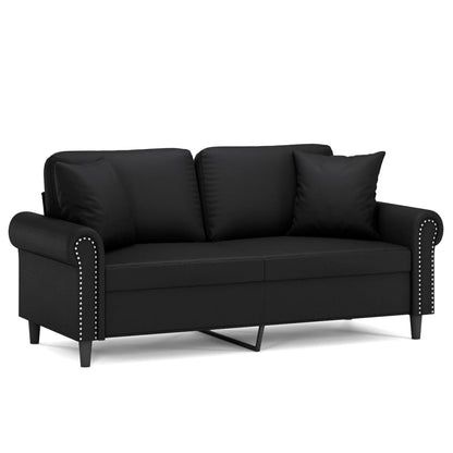 Divano a 2 Posti con Cuscini Nero 140 cm in Similpelle | homemem39