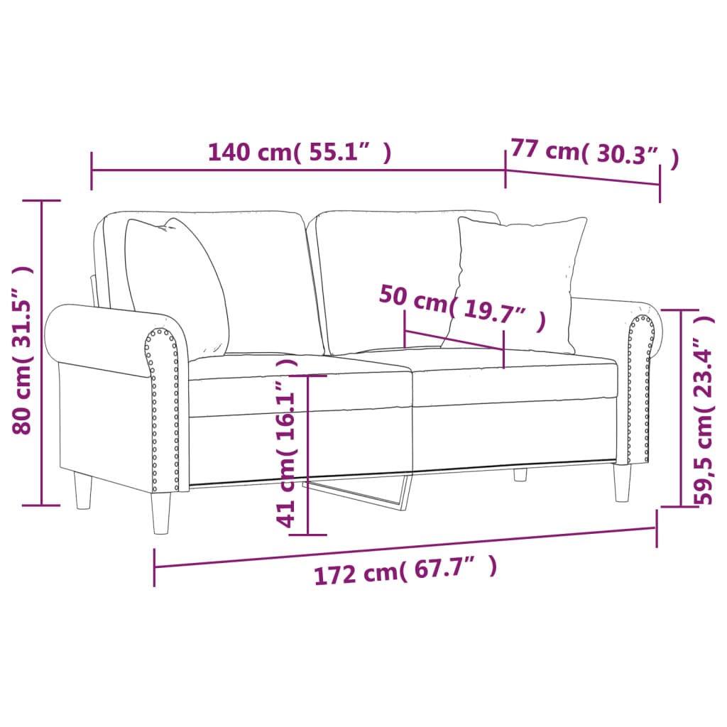 Divano a 2 Posti con Cuscini Nero 140 cm in Similpelle | homemem39