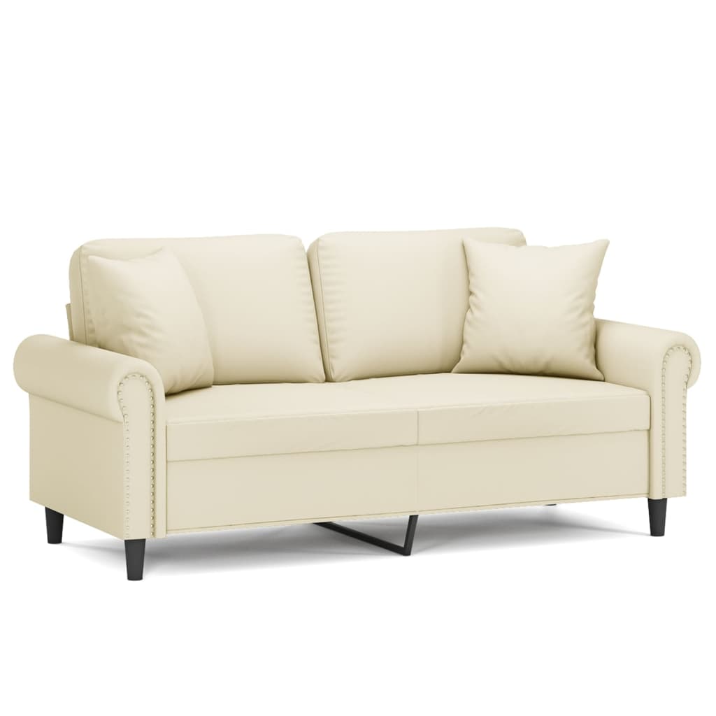 Divano a 2 Posti con Cuscini Crema 140 cm in Similpelle | homemem39