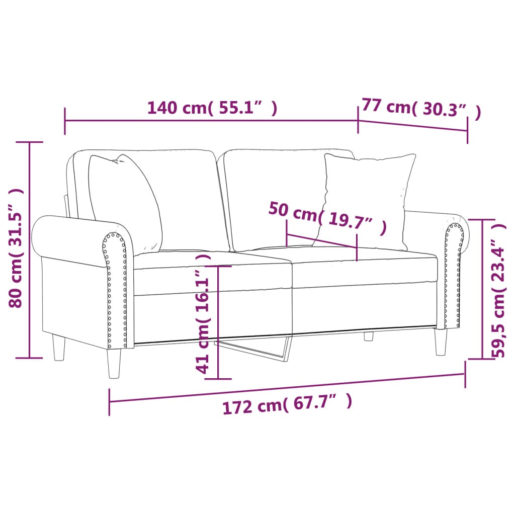 Divano a 2 Posti con Cuscini Crema 140 cm in Similpelle | homemem39