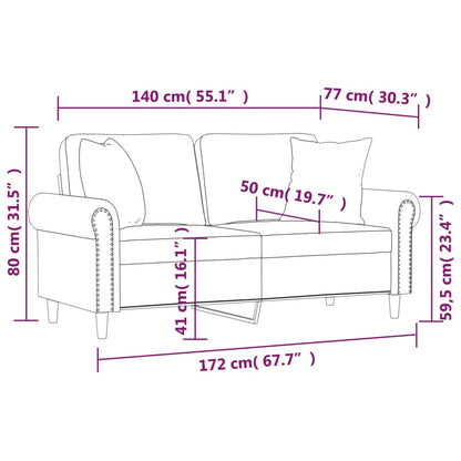 Divano a 2 Posti con Cuscini Crema 140 cm in Similpelle | homemem39