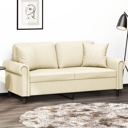 Divano a 2 Posti con Cuscini Crema 140 cm in Similpelle | homemem39