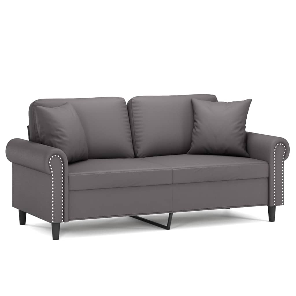 Divano a 2 Posti con Cuscini Grigio 140 cm in Similpelle | homemem39