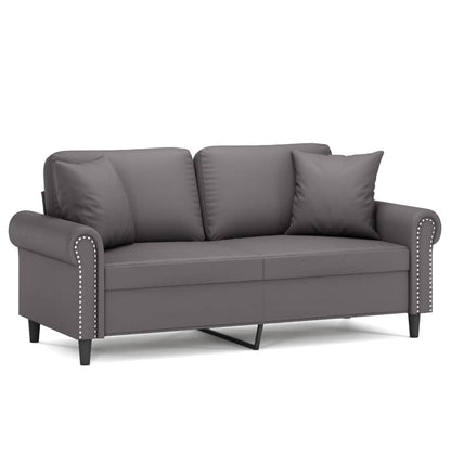 Divano a 2 Posti con Cuscini Grigio 140 cm in Similpelle | homemem39