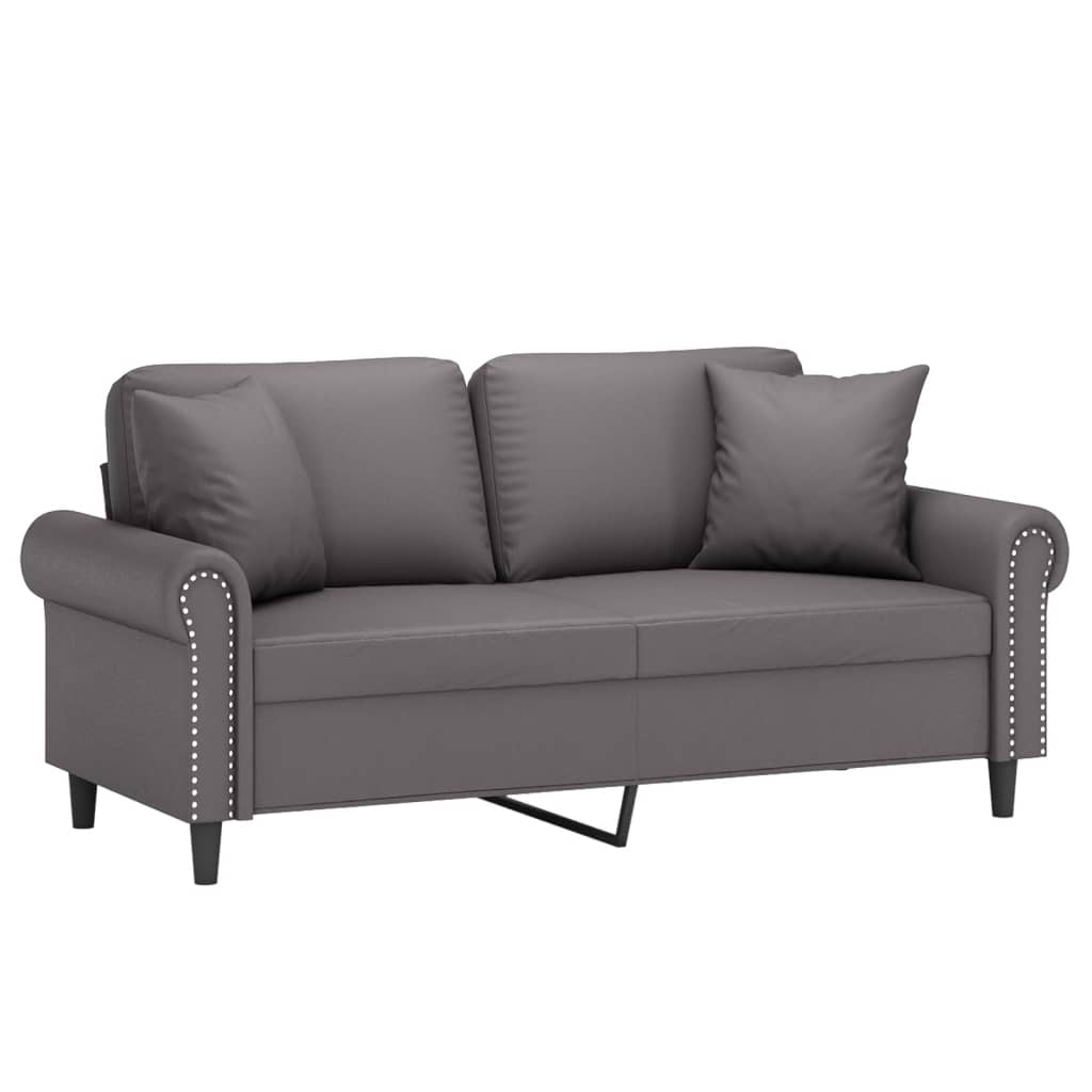 Divano a 2 Posti con Cuscini Grigio 140 cm in Similpelle | homemem39