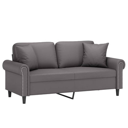 Divano a 2 Posti con Cuscini Grigio 140 cm in Similpelle | homemem39