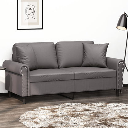 Divano a 2 Posti con Cuscini Grigio 140 cm in Similpelle - homemem39
