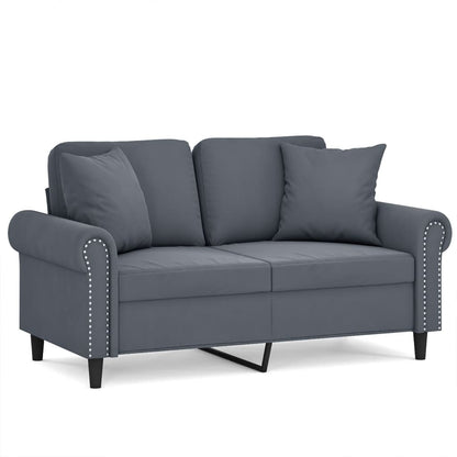 Divano a 2 Posti con Cuscini Grigio Scuro 120 cm in Velluto | homemem39