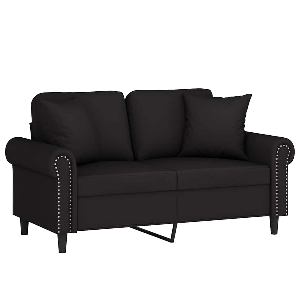 Divano a 2 Posti con Cuscini Nero 120 cm in Velluto | homemem39