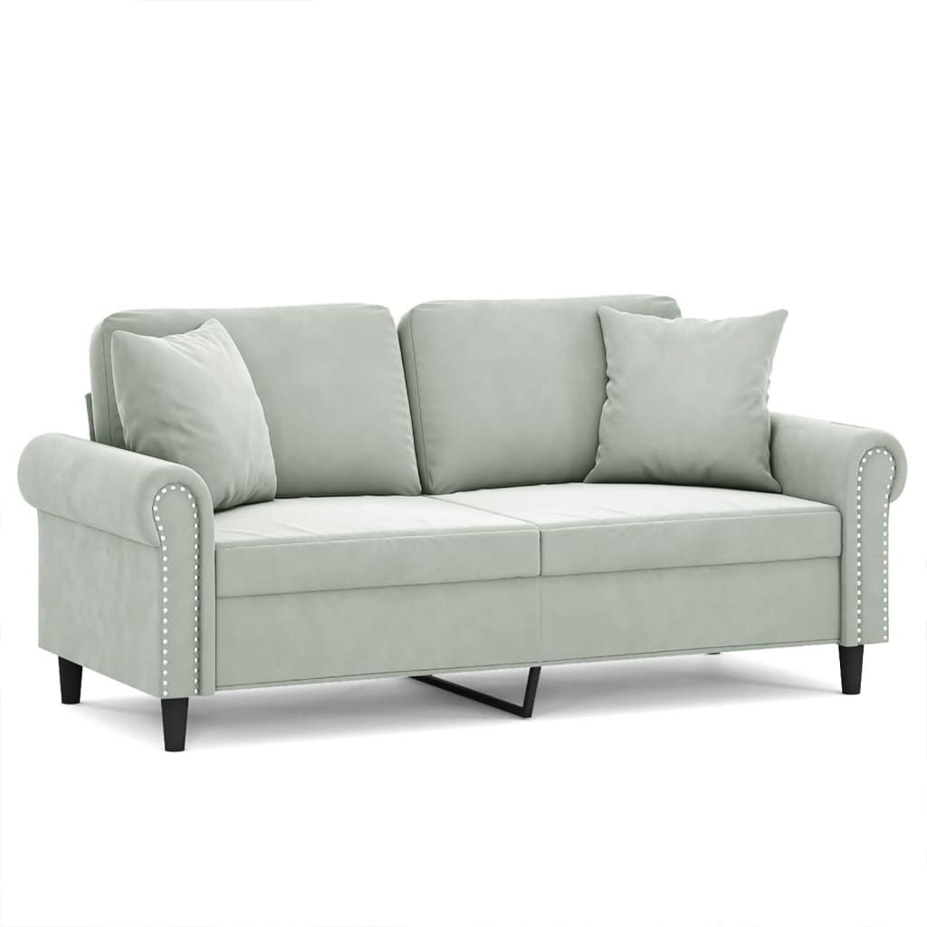 Divano a 2 Posti con Cuscini Grigio Chiaro 140 cm in Velluto | homemem39