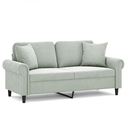 Divano a 2 Posti con Cuscini Grigio Chiaro 140 cm in Velluto | homemem39