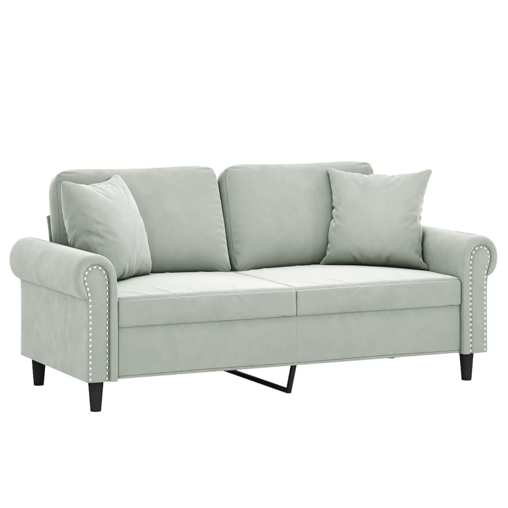 Divano a 2 Posti con Cuscini Grigio Chiaro 140 cm in Velluto | homemem39