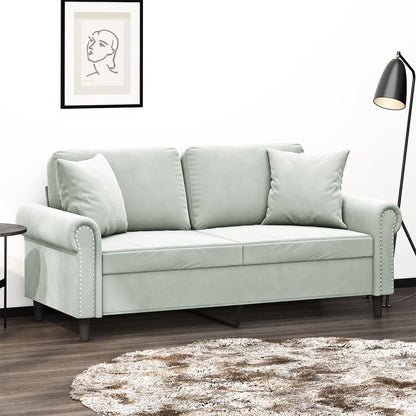 Divano a 2 Posti con Cuscini Grigio Chiaro 140 cm in Velluto | homemem39