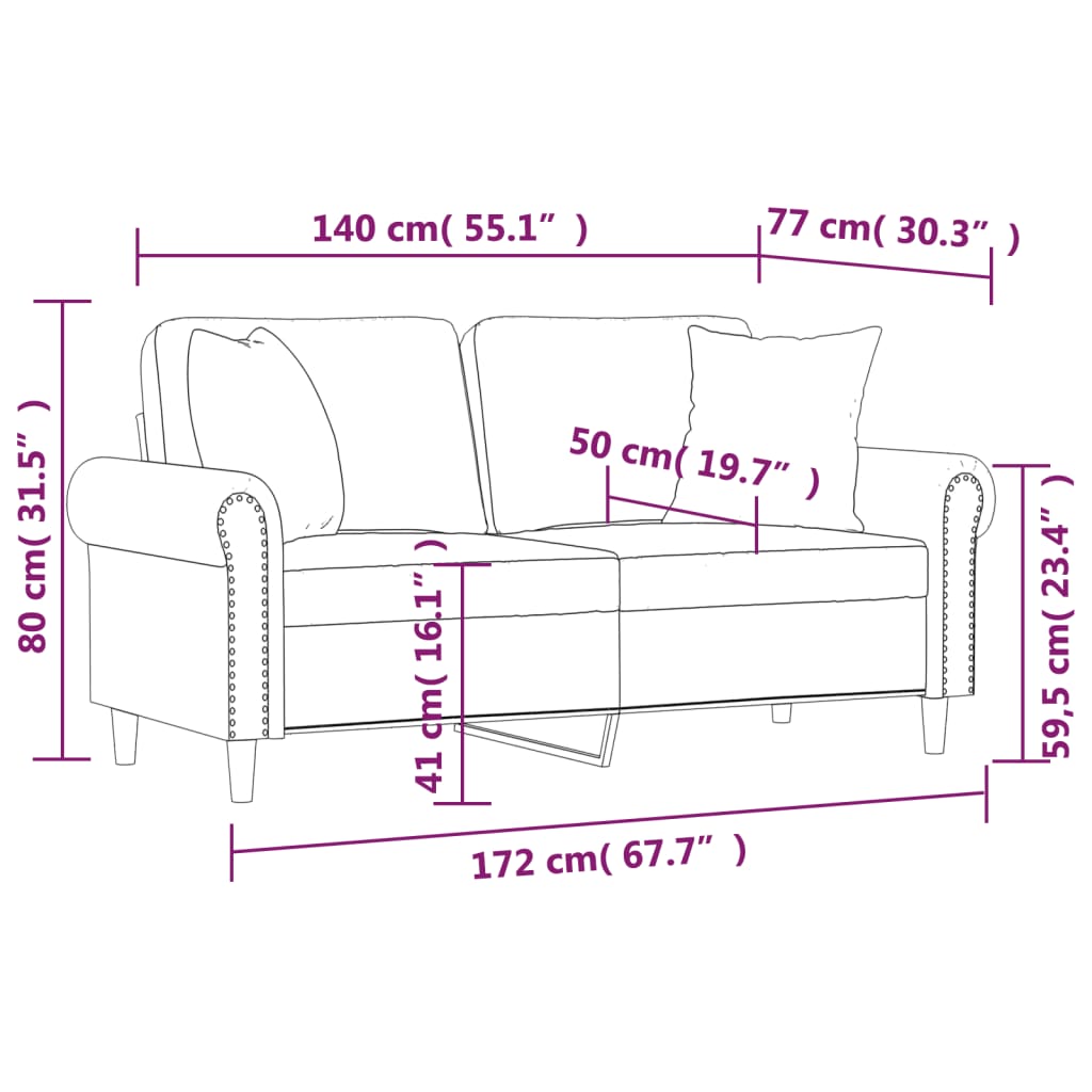 Divano a 2 Posti con Cuscini Grigio Scuro 140 cm in Velluto | homemem39