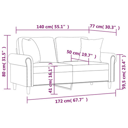 Divano a 2 Posti con Cuscini Grigio Scuro 140 cm in Velluto | homemem39