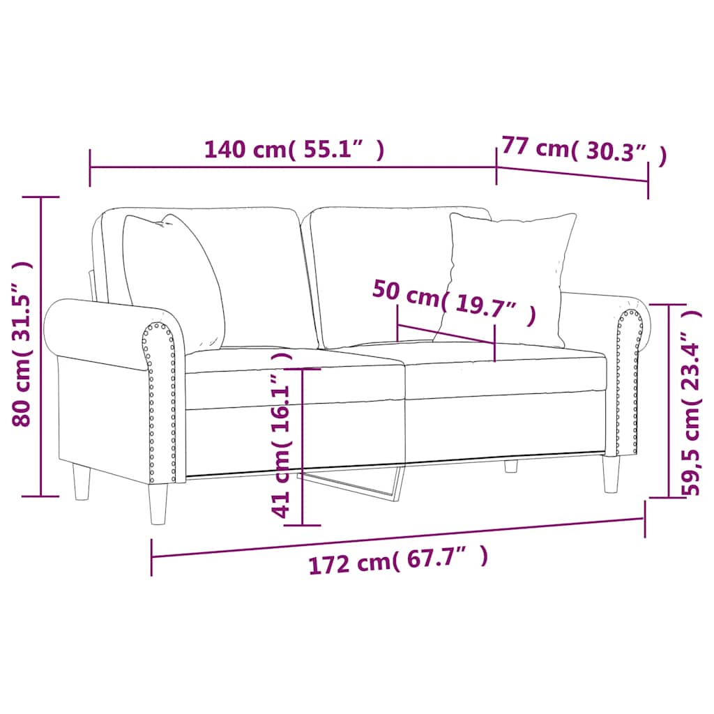Divano a 2 Posti con Cuscini Verde Scuro 140 cm in Velluto