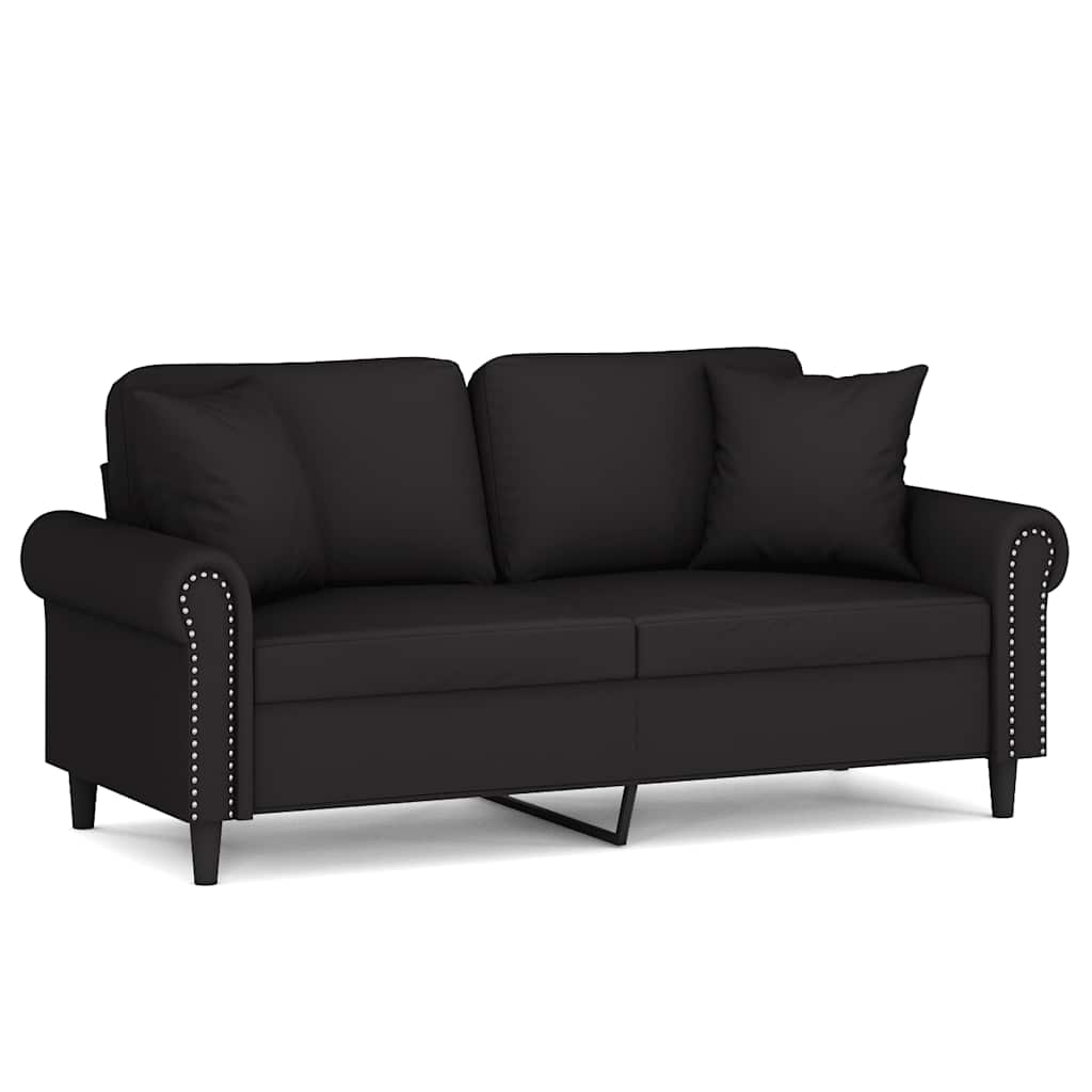 Divano a 2 Posti con Cuscini Nero 140 cm in Velluto | homemem39