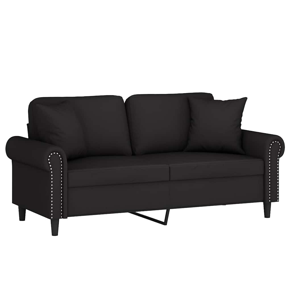 Divano a 2 Posti con Cuscini Nero 140 cm in Velluto | homemem39