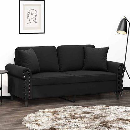 Divano a 2 Posti con Cuscini Nero 140 cm in Velluto | homemem39