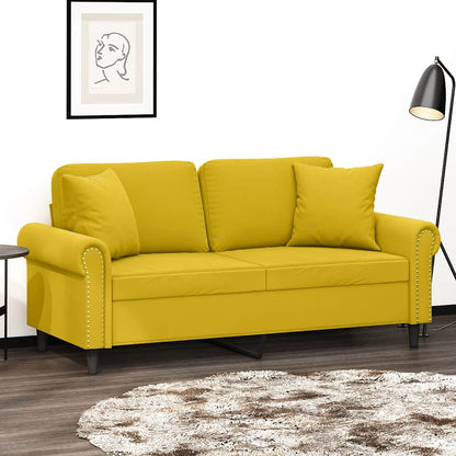 Divano a 2 Posti con Cuscini Giallo 140 cm in Velluto | homemem39