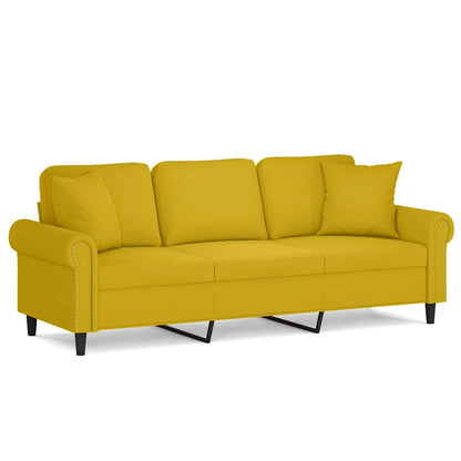 Divano a 3 Posti con Cuscini Giallo 180 cm in Velluto | homemem39