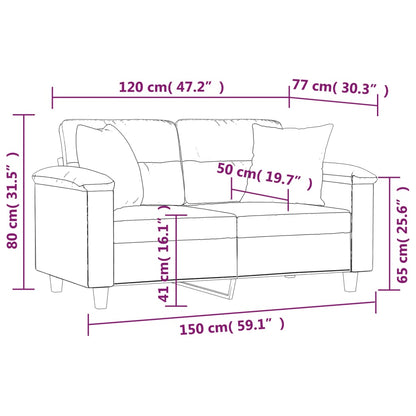Divano a 2 Posti con Cuscini Crema 120 cm Tessuto Microfibra | homemem39