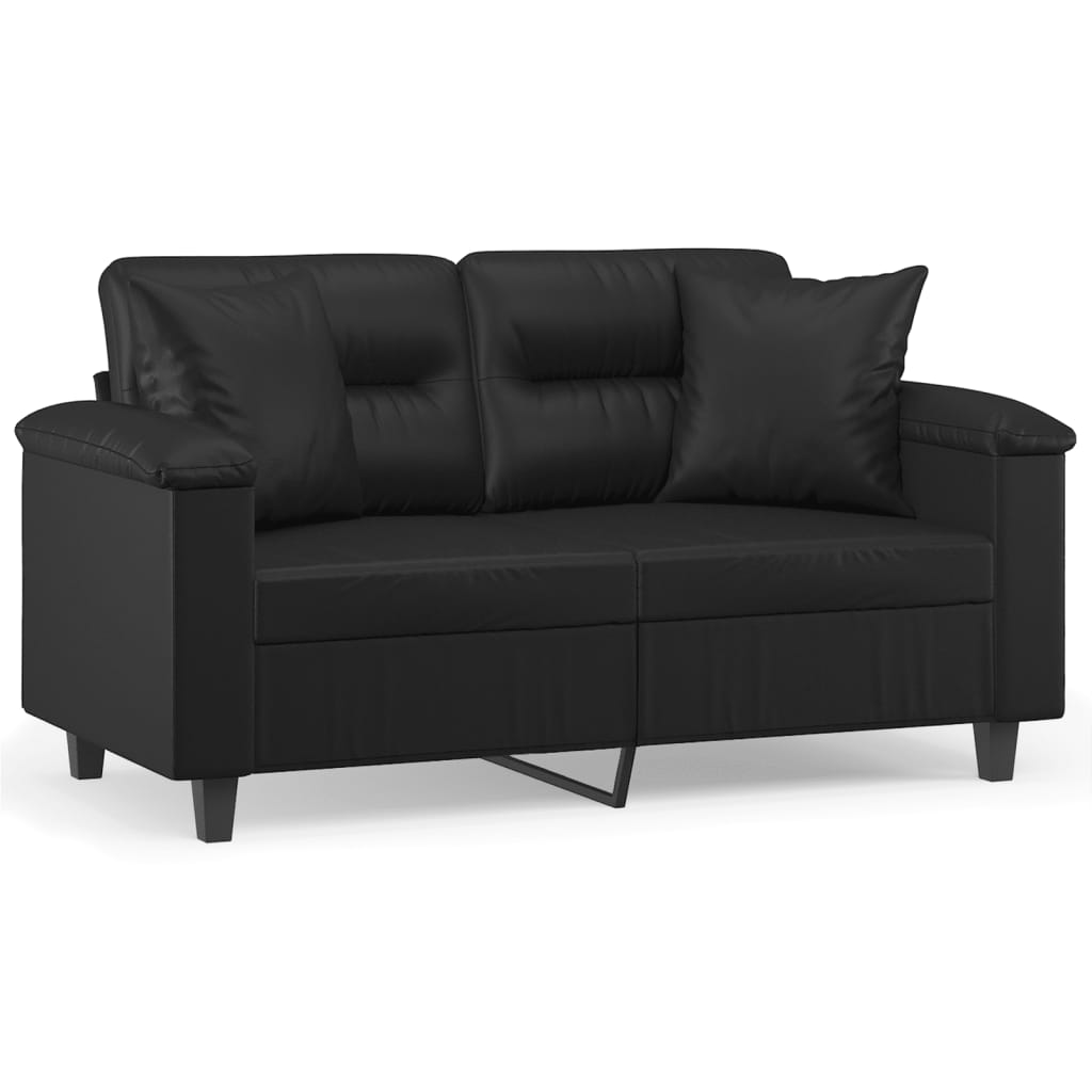 Divano a 2 Posti con Cuscini Nero 120 cm in Similpelle | homemem39