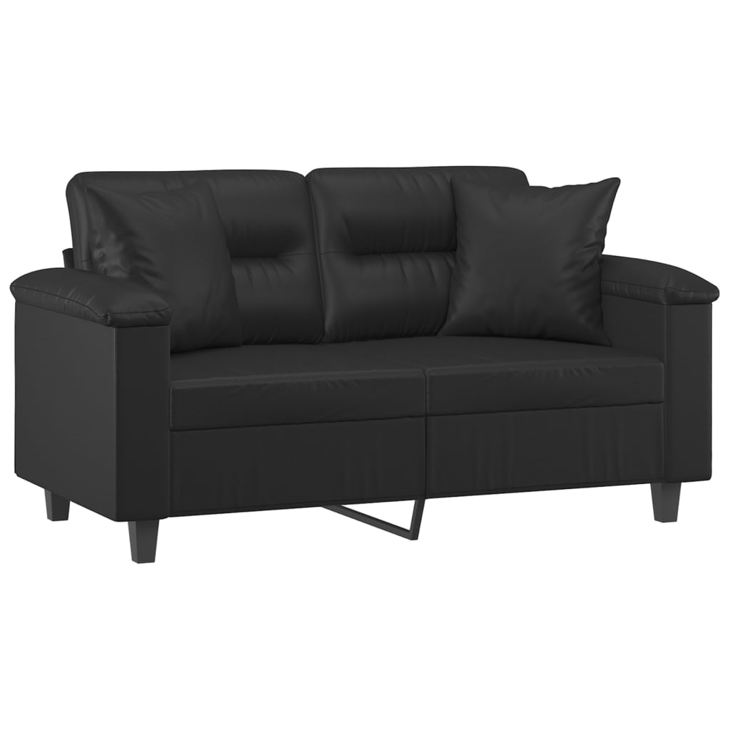 Divano a 2 Posti con Cuscini Nero 120 cm in Similpelle | homemem39