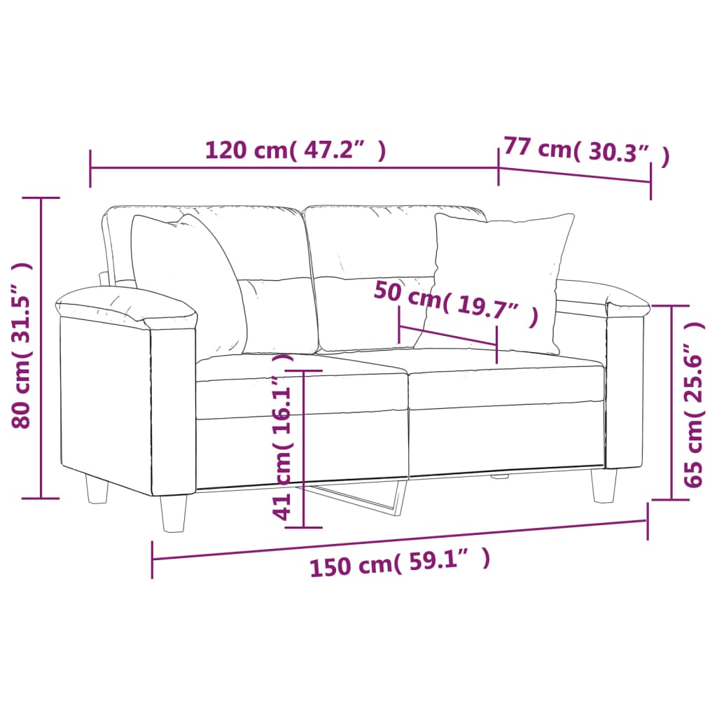 Divano a 2 Posti con Cuscini Nero 120 cm in Similpelle | homemem39
