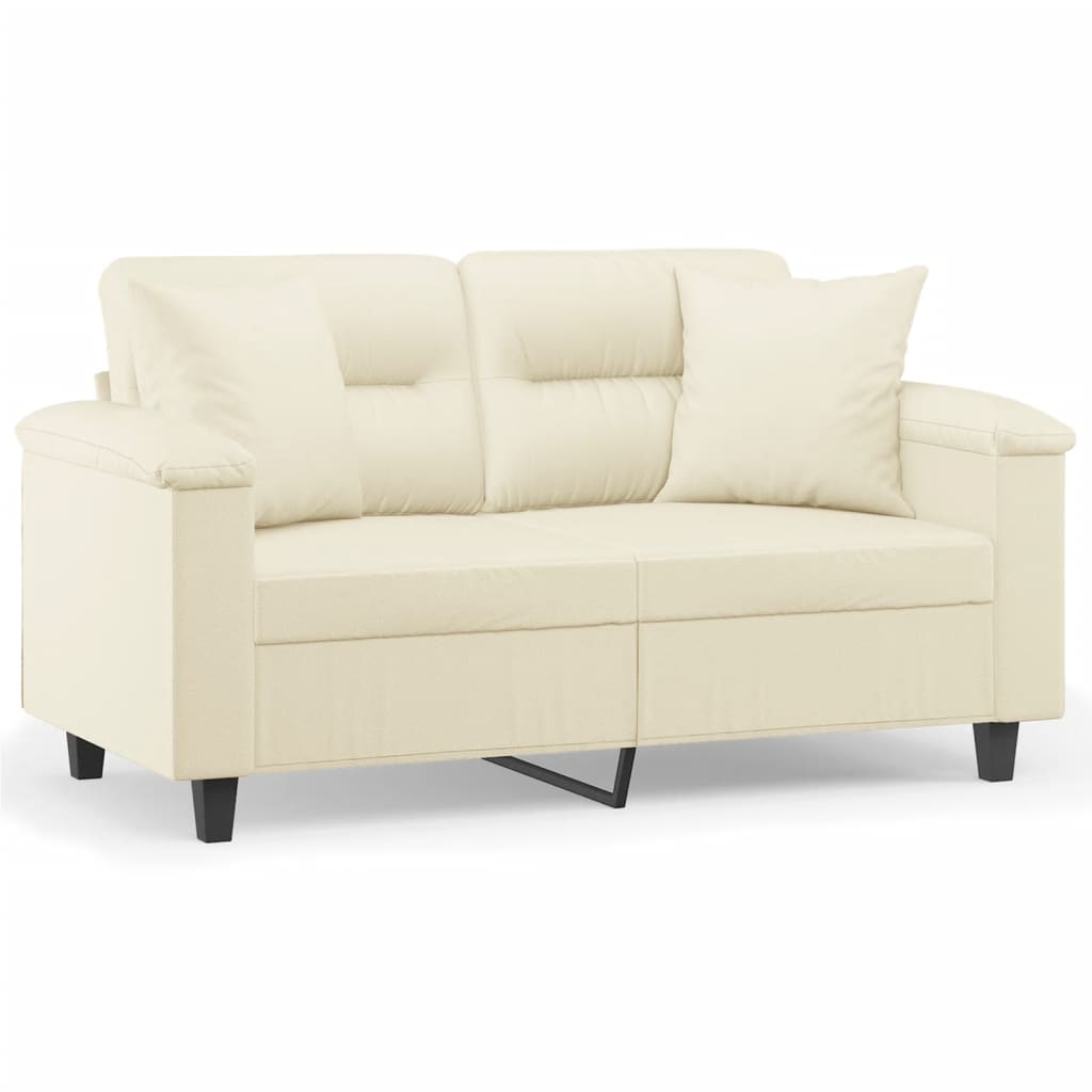 Divano a 2 Posti con Cuscini Crema 120 cm in Similpelle | homemem39