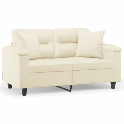 Divano a 2 Posti con Cuscini Crema 120 cm in Similpelle | homemem39