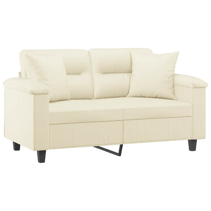 Divano a 2 Posti con Cuscini Crema 120 cm in Similpelle | homemem39
