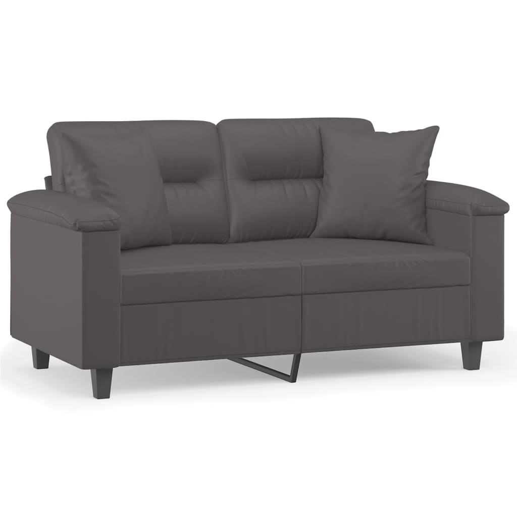 Divano a 2 Posti con Cuscini Grigio 120 cm in Similpelle | homemem39