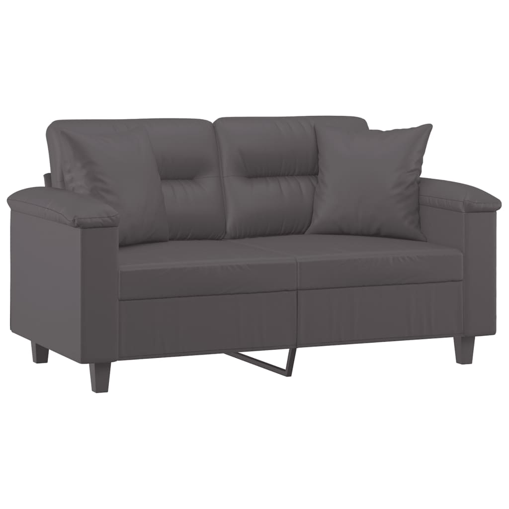 Divano a 2 Posti con Cuscini Grigio 120 cm in Similpelle | homemem39