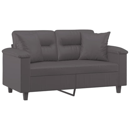 Divano a 2 Posti con Cuscini Grigio 120 cm in Similpelle | homemem39