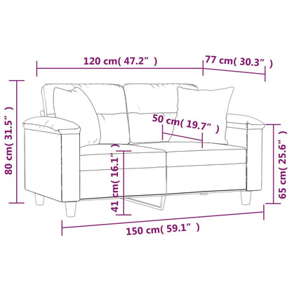 Divano a 2 Posti con Cuscini Grigio 120 cm in Similpelle | homemem39