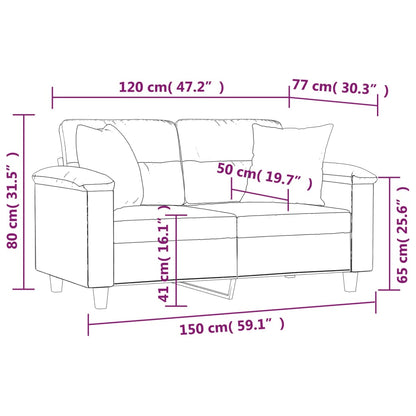 Divano a 2 Posti con Cuscini Rosso Vino 120 cm in Similpelle | homemem39