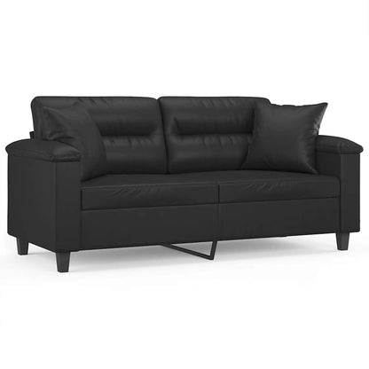 Divano a 2 Posti con Cuscini Nero 140 cm in Similpelle | homemem39