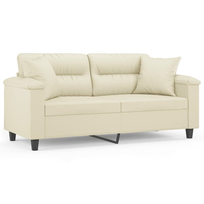 Divano a 2 Posti con Cuscini Crema 140 cm in Similpelle | homemem39